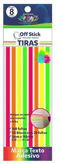 MARCA TEXTO ADESIVO OFF STICK - 160 FOLHAS (8 BLOCOS COM 20 FOLHAS) - 5MM X 145MM