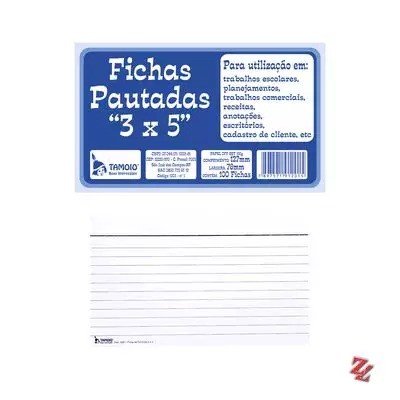 FICHAS PAUTADAS - 3X5 (CONTÉM 100 FICHAS)