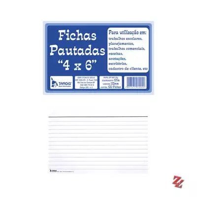 FICHAS PAUTADAS - 4X6 (CONTÉM 100 FICHAS)
