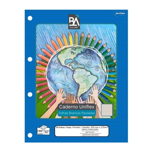 CADERNO UNIFLEX - FOLHAS BRANCAS PAUTADAS (96 FOLHAS)