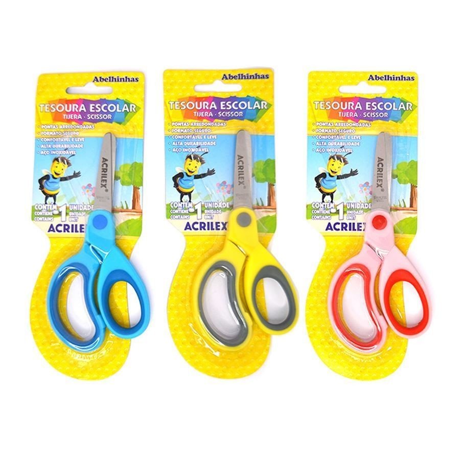 TESOURA ESCOLAR BICOLOR - UNITÁRIO