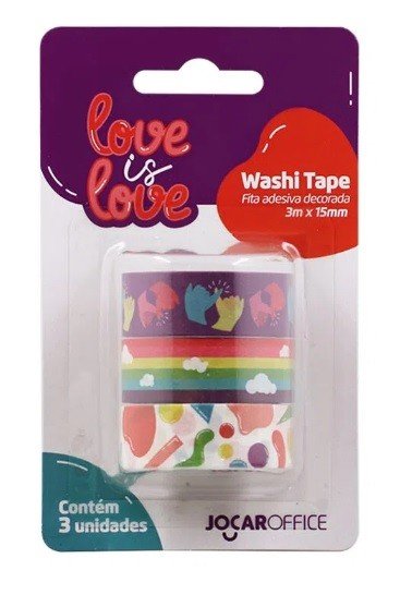 FITA ADESIVA DECORADA LOVE IS LOVE - 3 M X 15 MM (C/3)