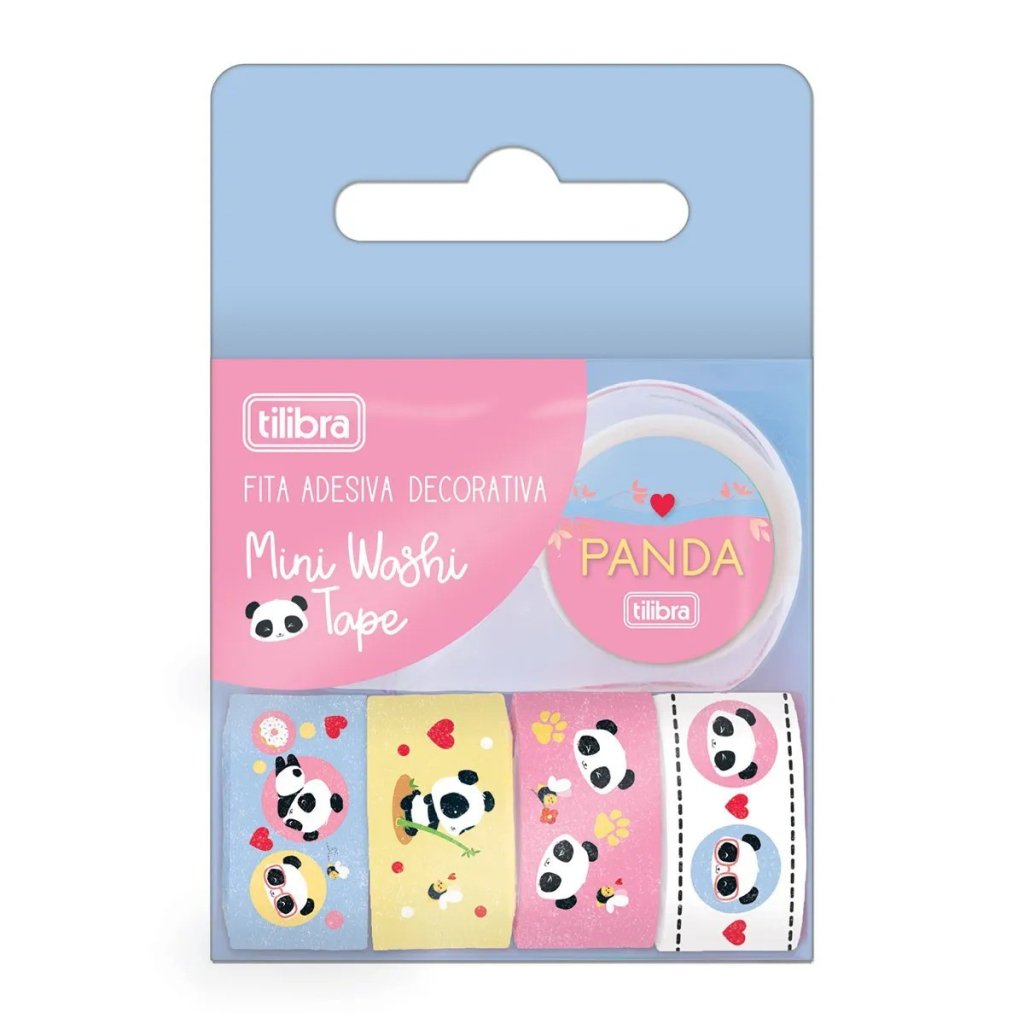 FITA ADESIVA DECORADA MINI WASHI TAPE - 12 MM X 3 M (C/5) + 1 DISPENSER