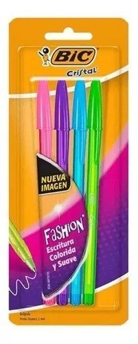 KIT CANETA BIC CRISTAL FASHION - 1.2 MM (C/4)