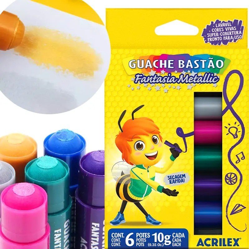 GUACHÊ BASTÃO FANTASIA METALLIC - 6 UNIDADES