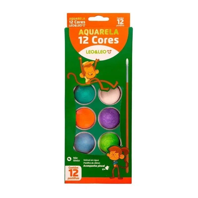 TINTA AQUARELA - C/12 CORES + 1 PINCEL