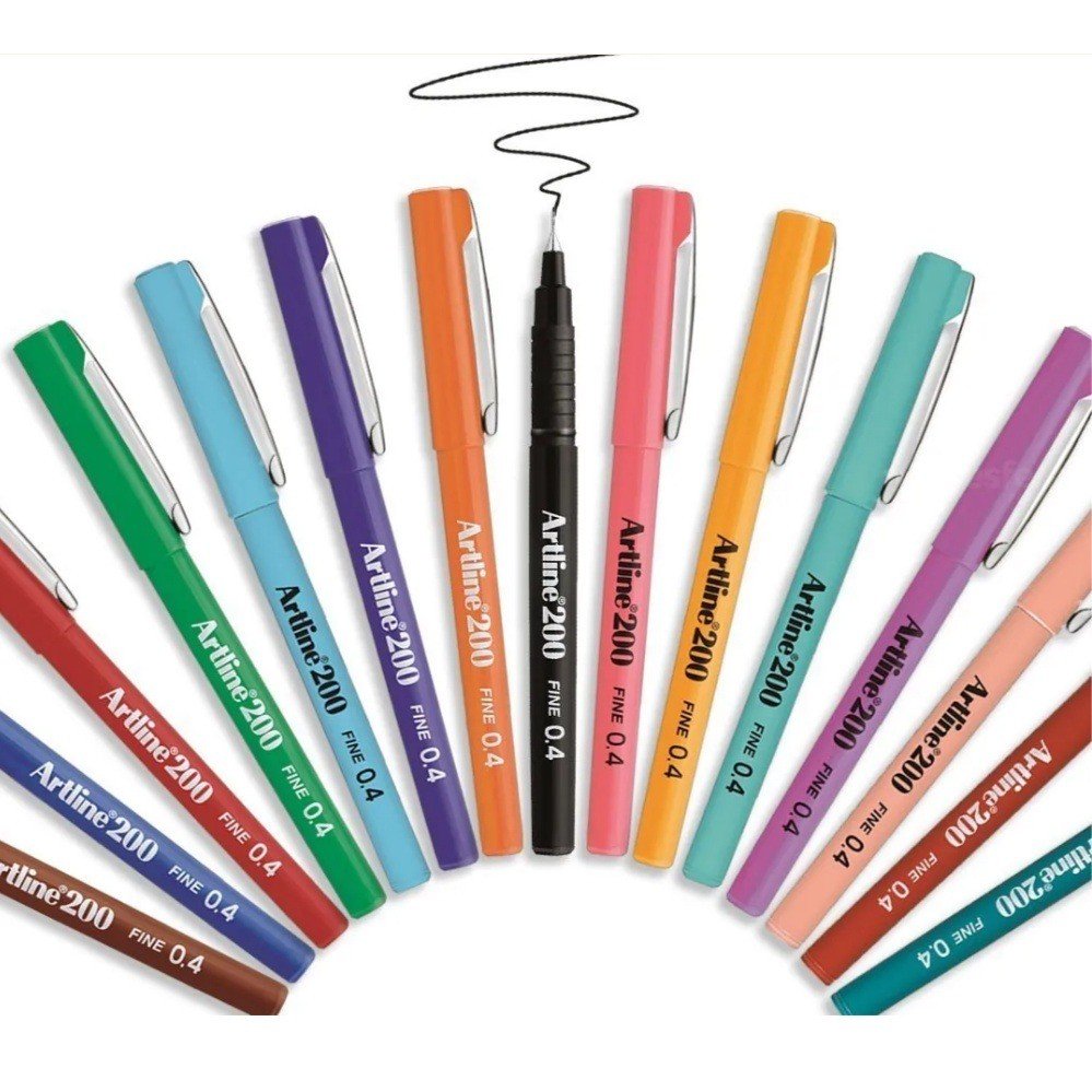CANETA ARTLINE 200 - FINE (0.4 MM) - VERMELHA, LARANJA, AMARELA E VERDE