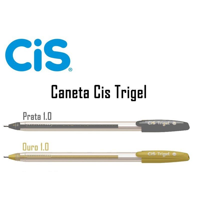 CANETA TRIGEL METÁLICA - DOURADA E PRATEADA