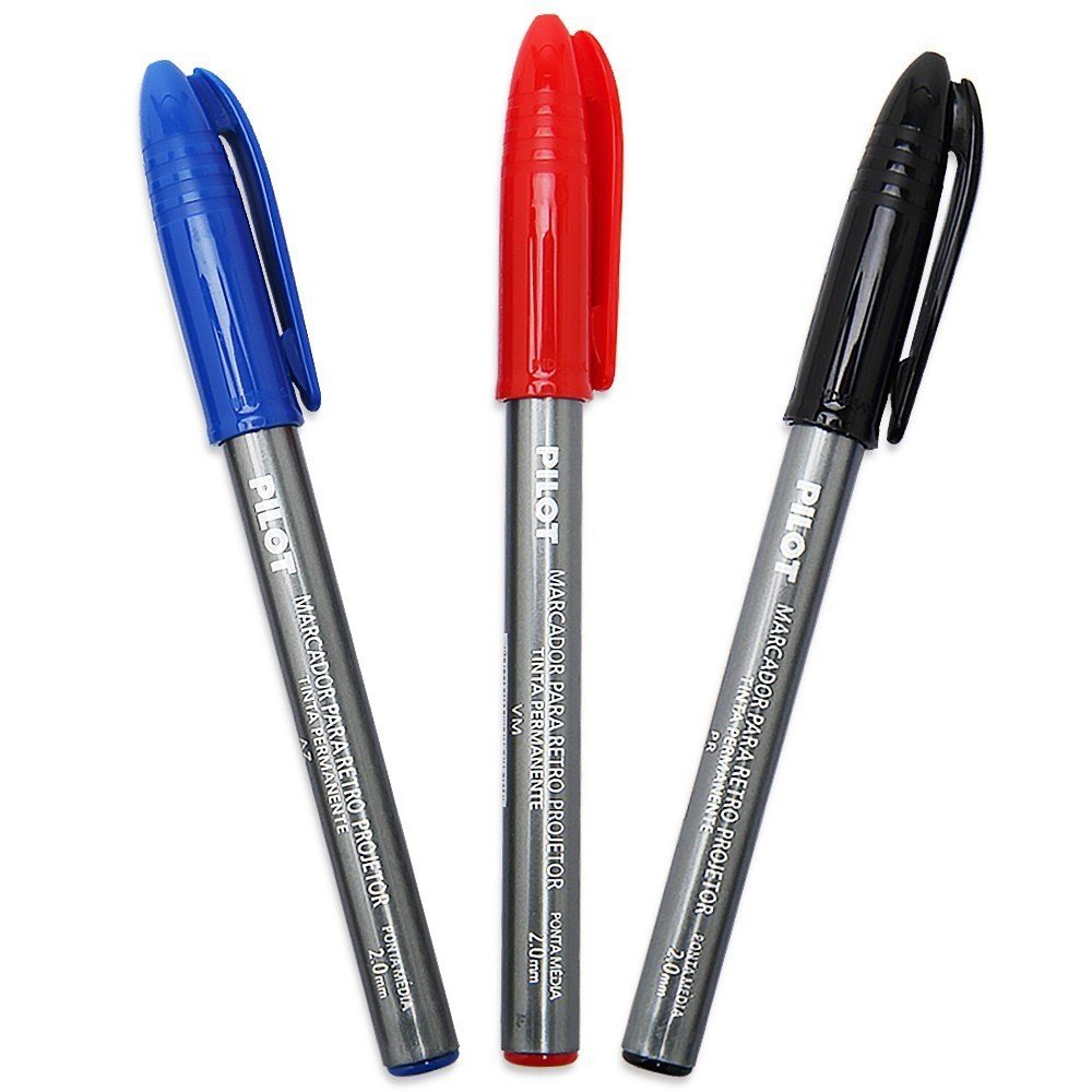 MARCADOR PARA RETROPROJETOR - PRETA, AZUL E VERMELHA