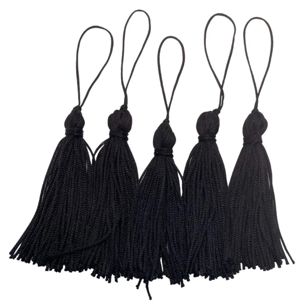 TASSEL 8 CM  C/3 UNID  PRETO