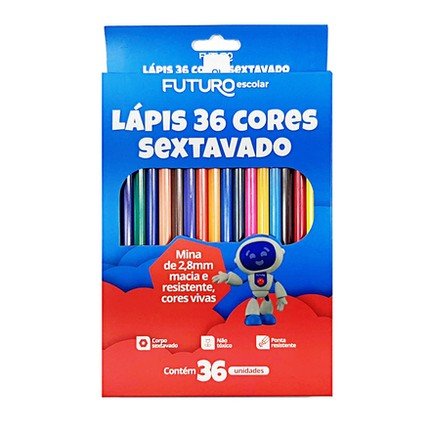 LÁPIS DE COR SEXTAVADO - C/36