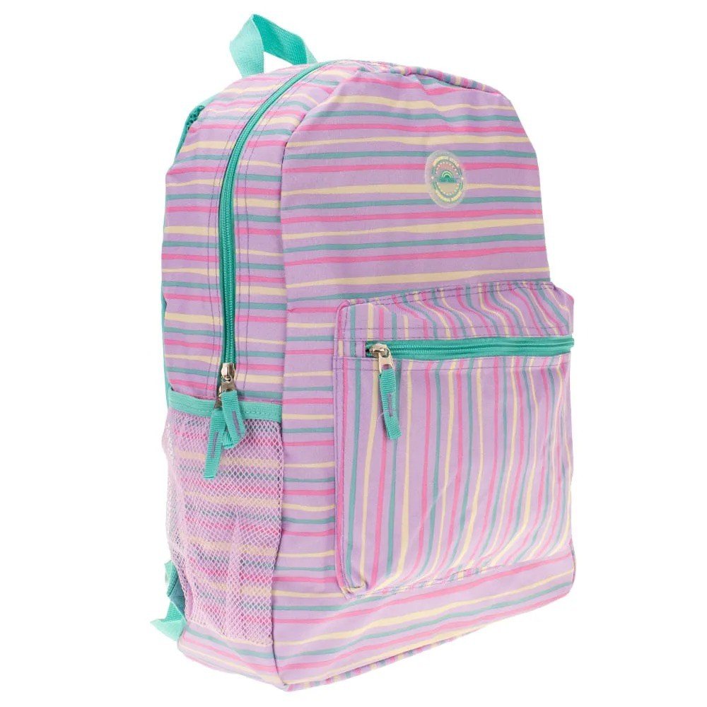 MOCHILA CLIO LISTRADA LILÁS E VERDE 