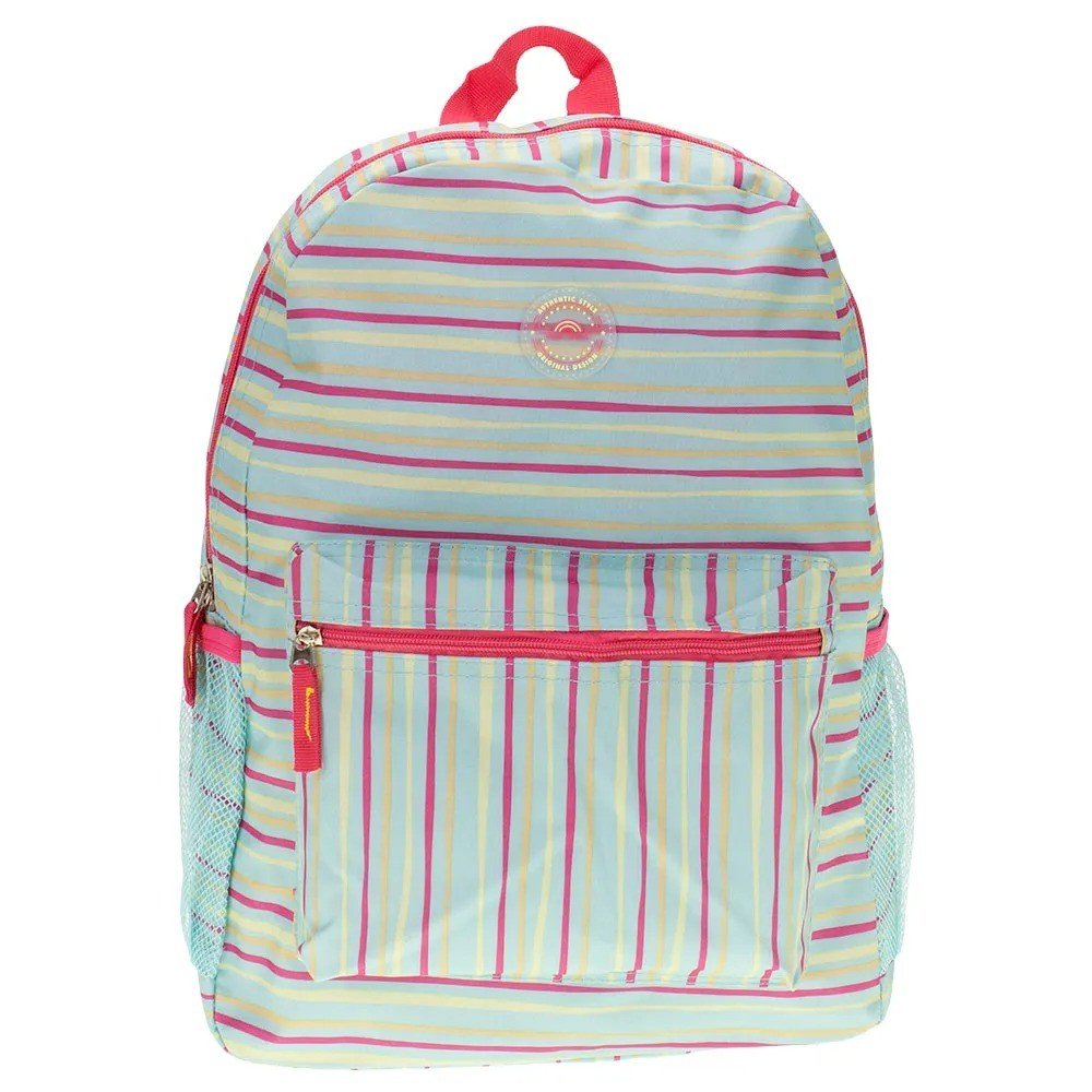MOCHILA CLIO LISTRADA VERDE E ROSA 