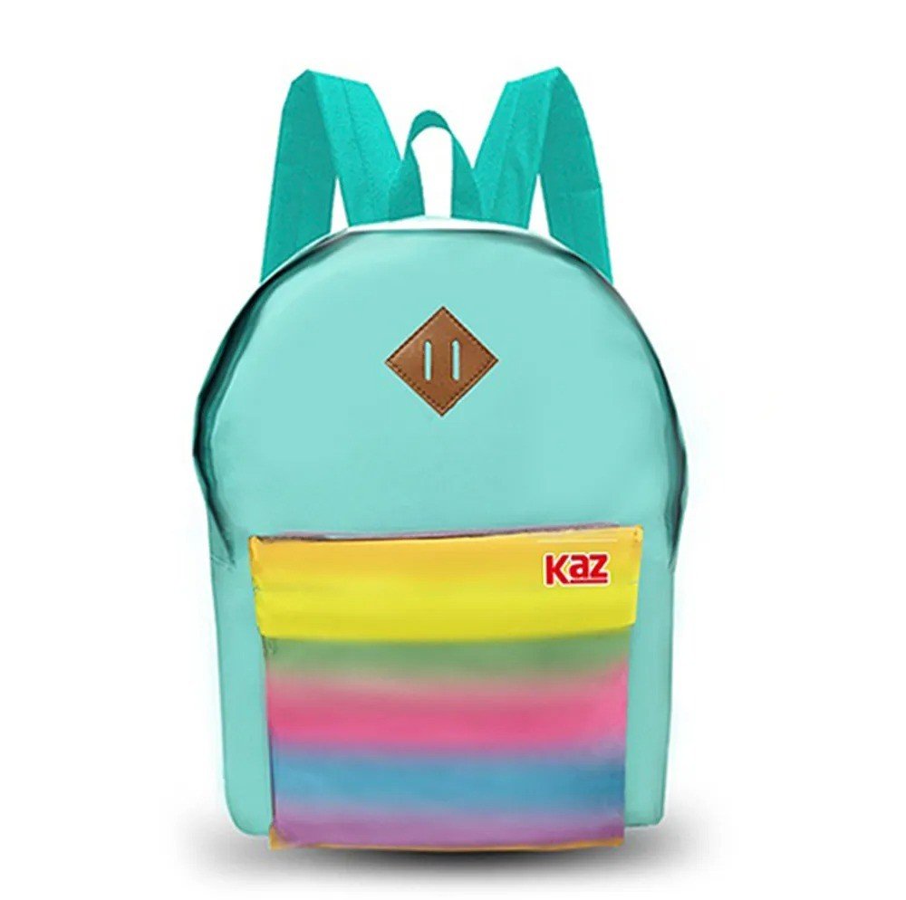 MOCHILA VERDE COM BOLSO AMARELO KAZ