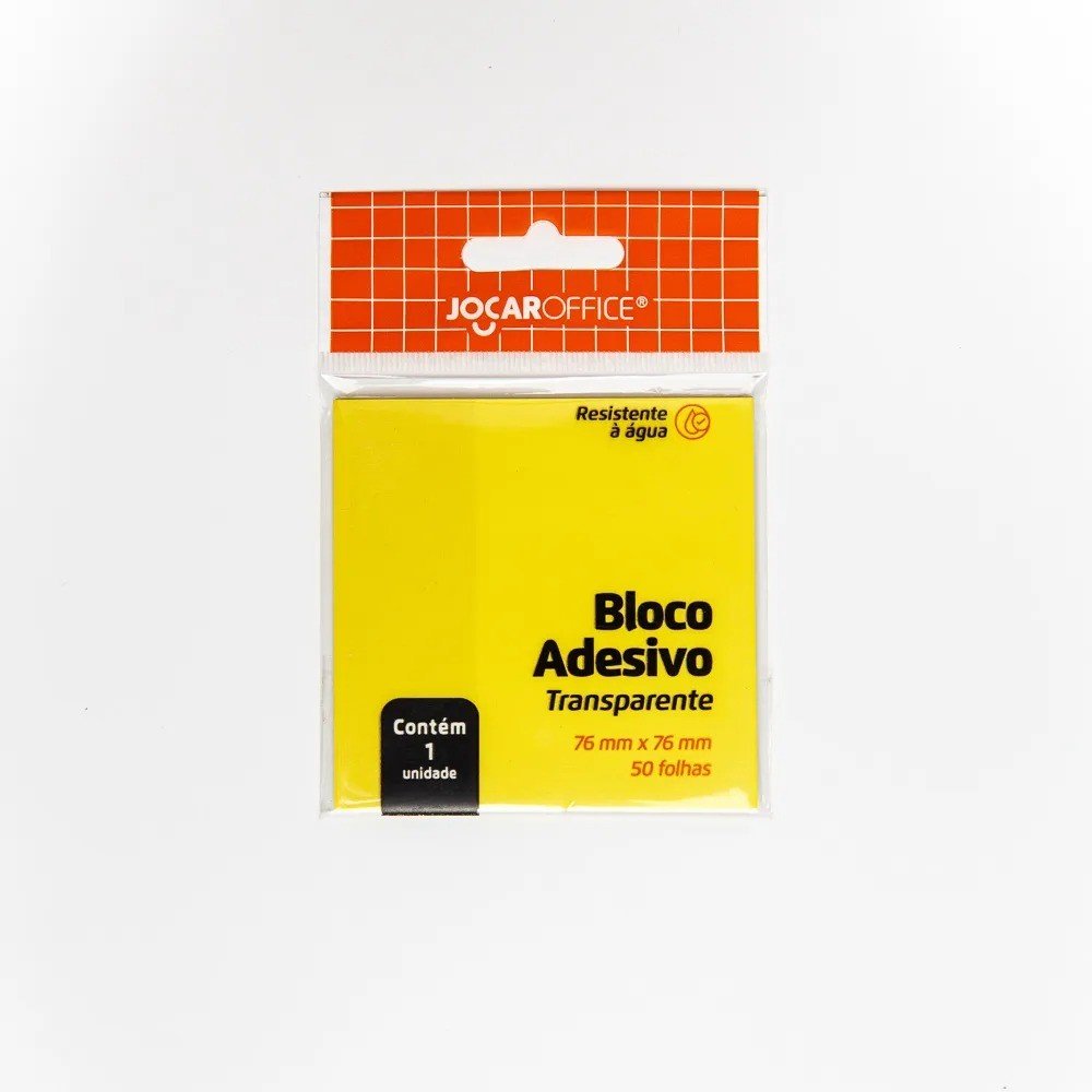 BLOCO ADESIVO TRANSPARENTE - 76MM X 76MM (50 FOLHAS - AMARELO)