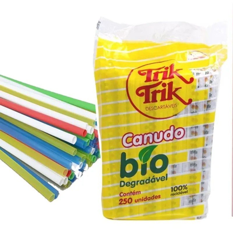 CANUDO LONGO BIODEGRADÁVEL REFRIGERANTE LONGO - C/250 (100% RECICLÁVEL)
