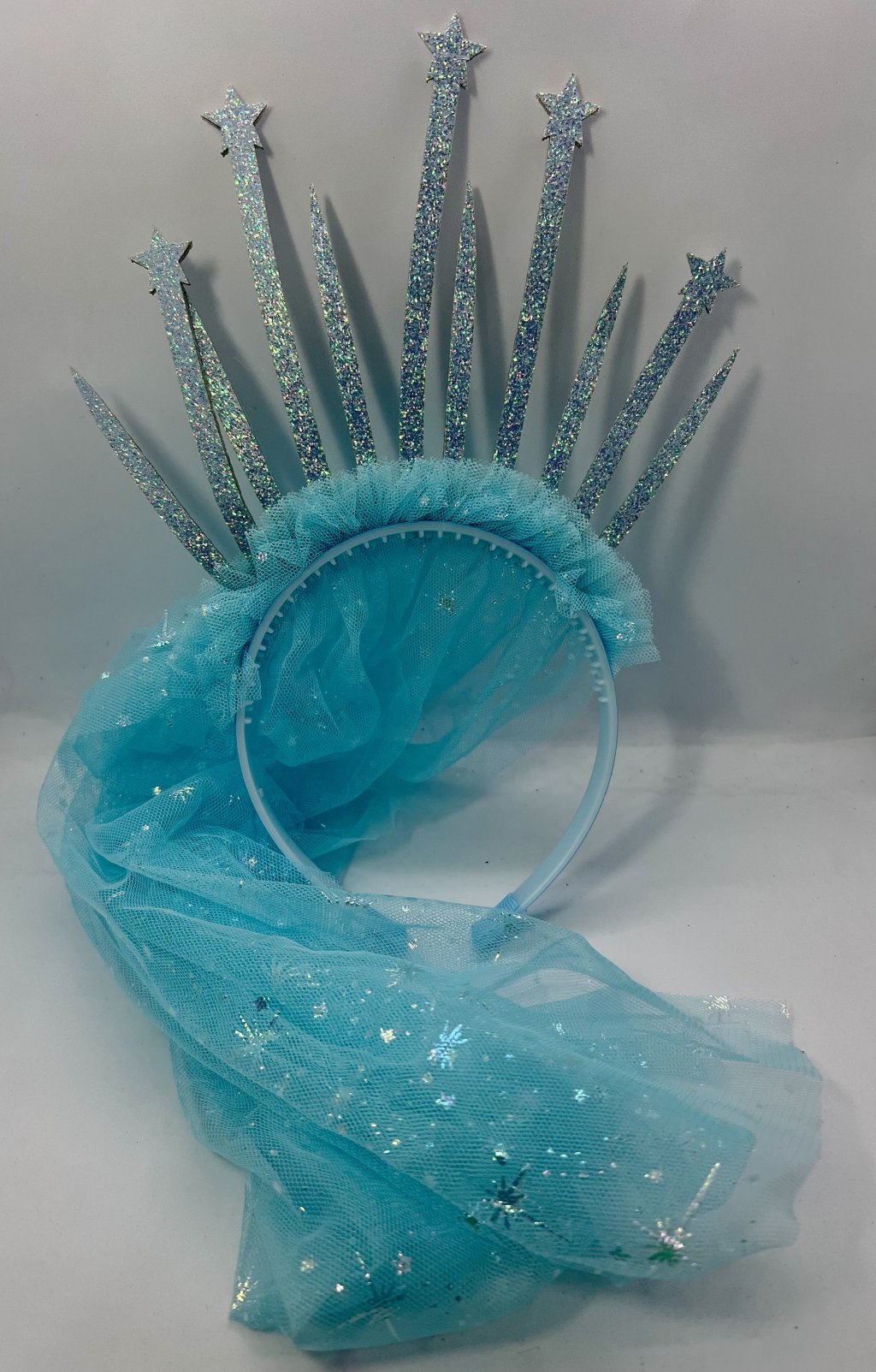 TIARA VEU TULE AZUL 