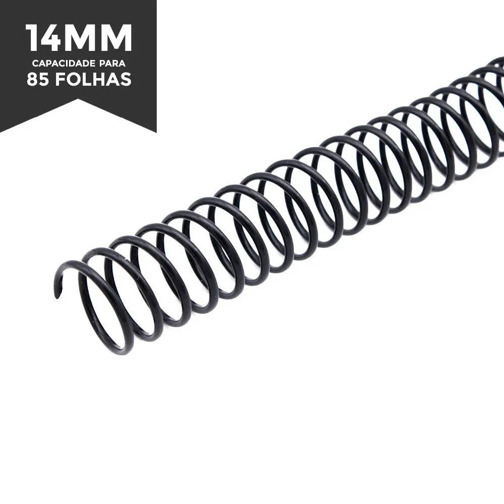 ESPIRAL PLÁSTICO - 14 MM (85 FOLHAS)