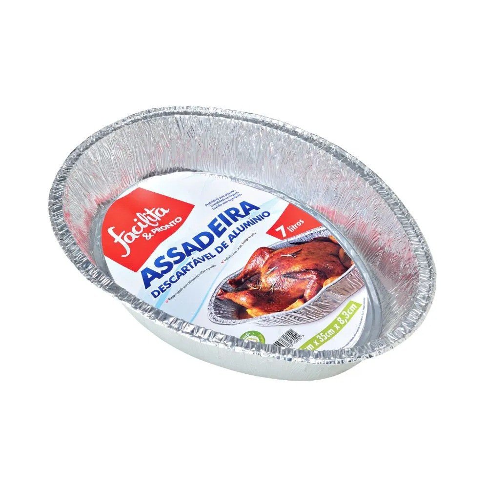 ASSADEIRA DESCARTÁVEL DE ALUMÍNIO - 47 X 35 X 8,3CM (7 LITROS)