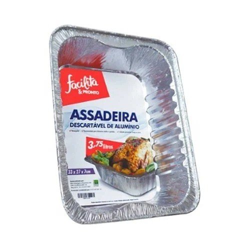 ASSADEIRA DESCARTÁVEL DE ALUMÍNIO - 33 X 27 X 7CM (3,75 LITROS)
