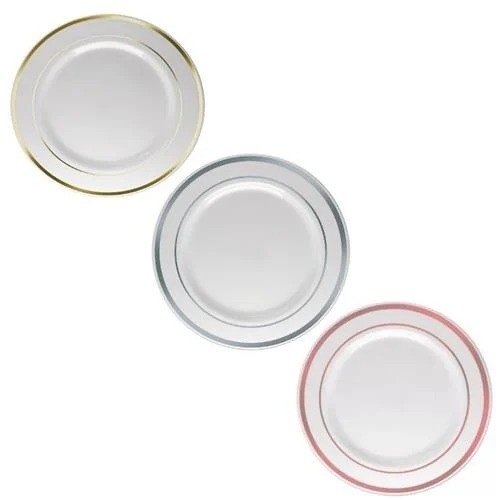 PRATO ELEGANTE ACRÍLICO - (6 PRATOS GRAANDES) (PRATA, DOURADO E ROSÊ GOLD)