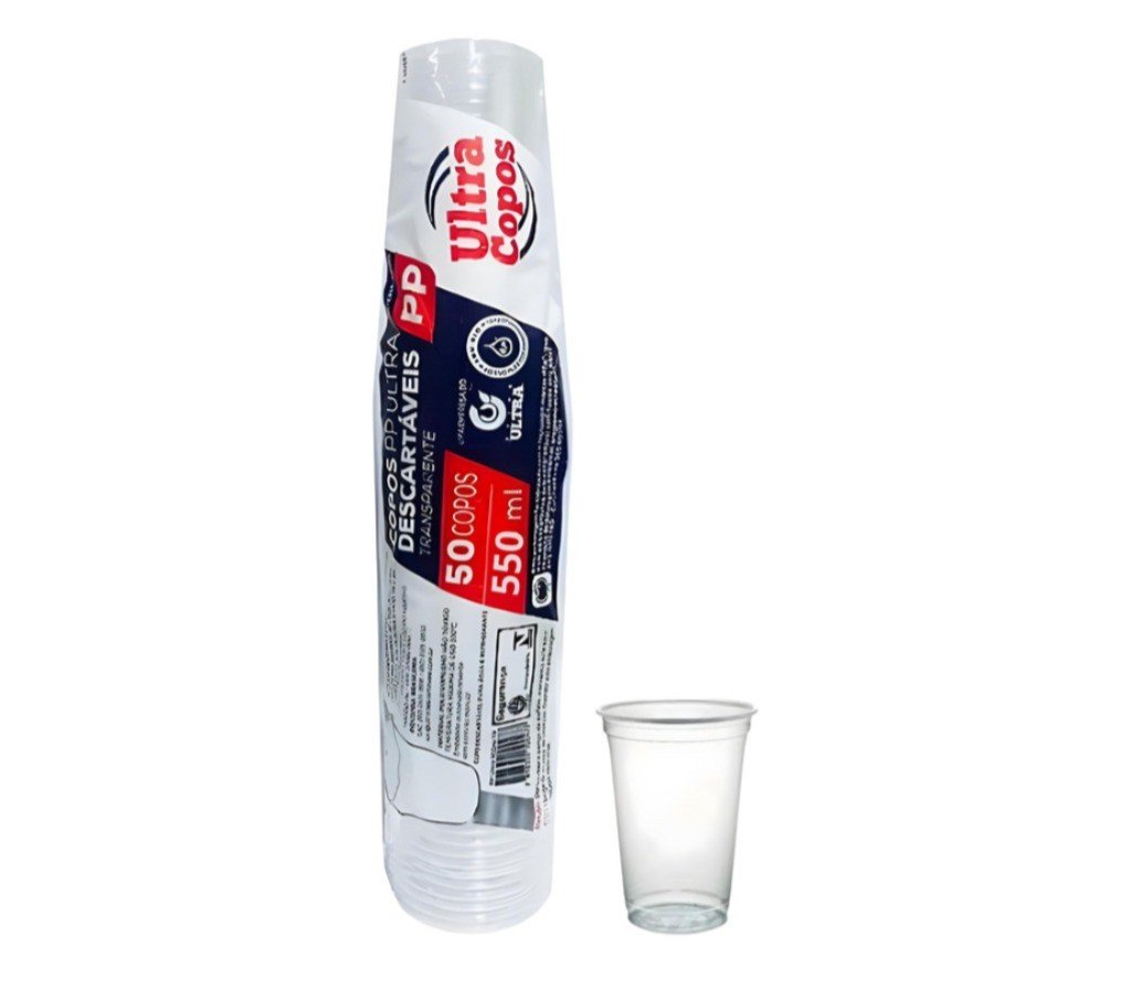 COPOS PP ULTRA DESCARTÁVEIS - 550ML (50 UNIDADES)