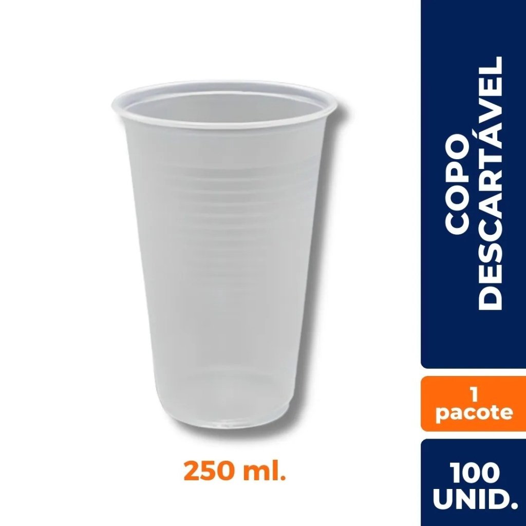 COPO DESCARTÁVEL - 250ML (100 UNIDADES)