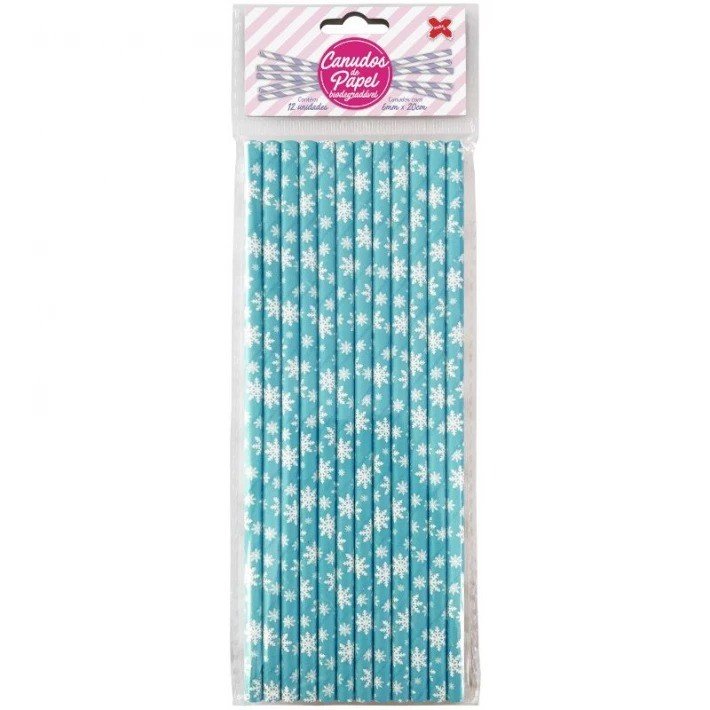 CANUDO DE PAPELÃO - AZUL COM FLOCO DE NEVE (C/12)