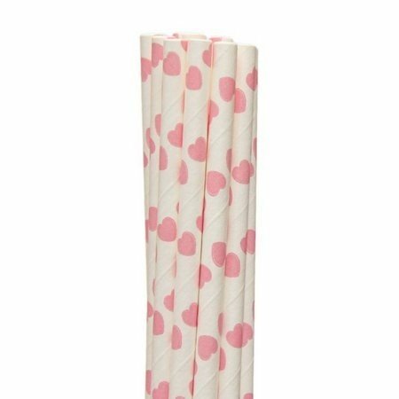 CANUDO DE PAPELÃO - BRANCO COM CORAÇÕES ROSA CLARO (C/12)