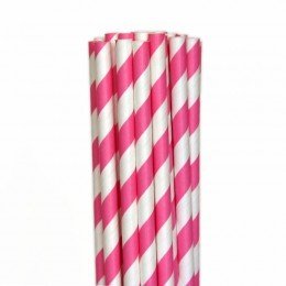 CANUDO DE PAPELÃO - LISTRADO ROSA PINK E BRANCO (C/12)