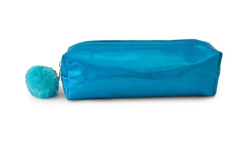 ESTOJO GLITTER POM POM AZUL