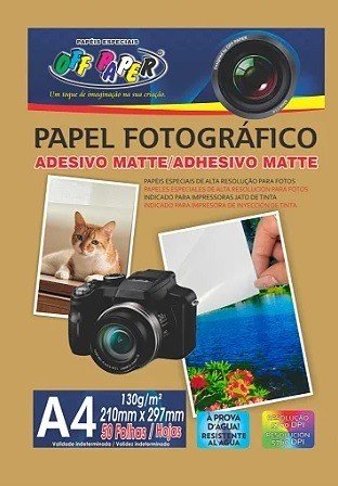 PAPEL FOTOGRÁFICO ADESIVO MATTE 130 G C/50 OFFPAPER 