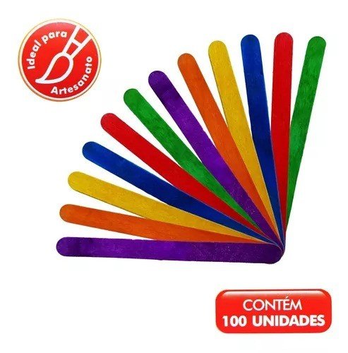 PALITO DE SORVETE COLORIDO - C/100