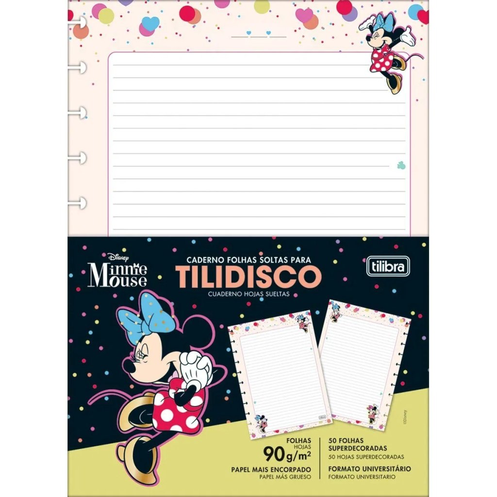 CADERNO FOLHAS SOLTAS PARA TILIDISCO MINNIE MOUSE - 11 DISCOS