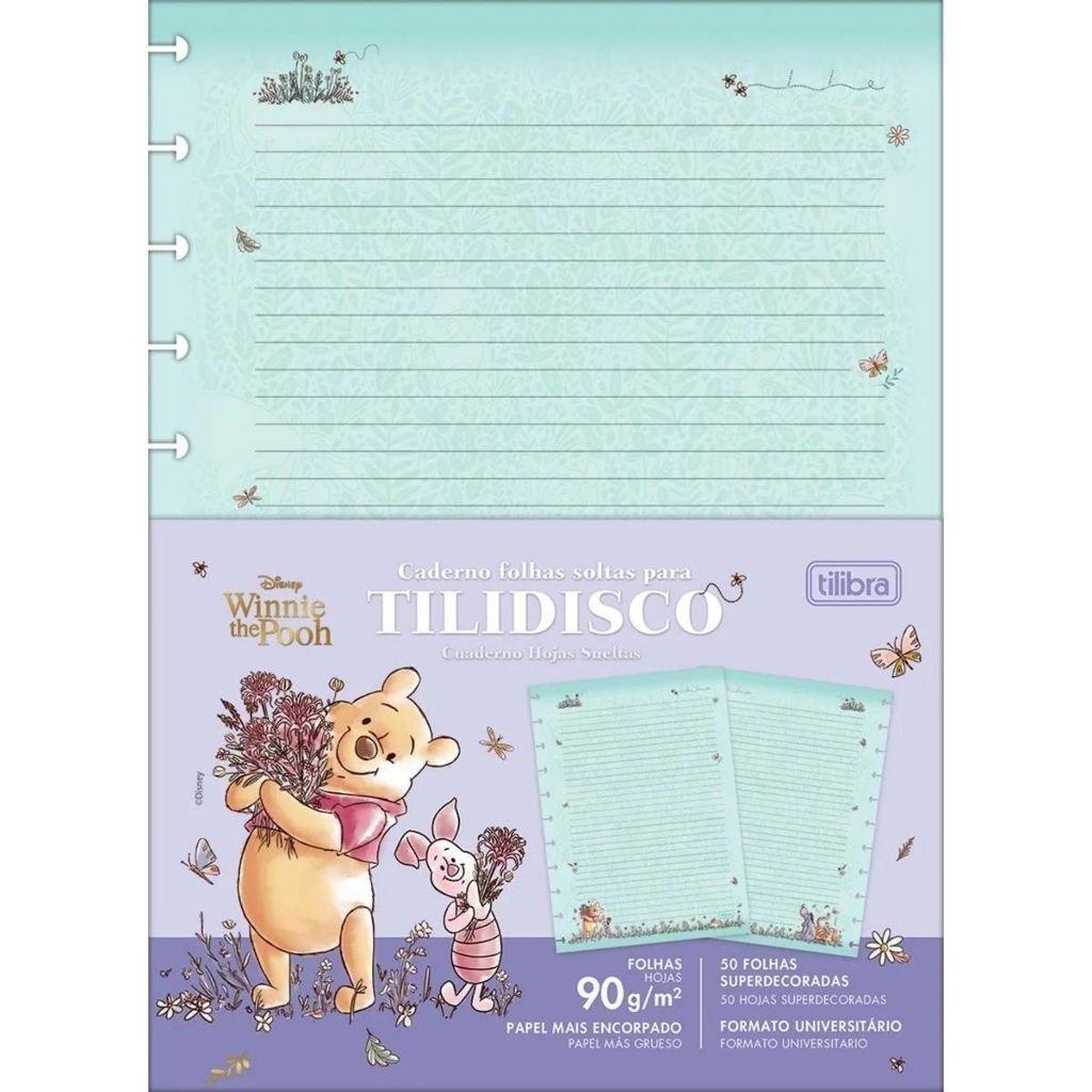 CADERNO FOLHAS SOLTAS PARA TILIDISCO WINNIE THE POOH - 11 DISCOS