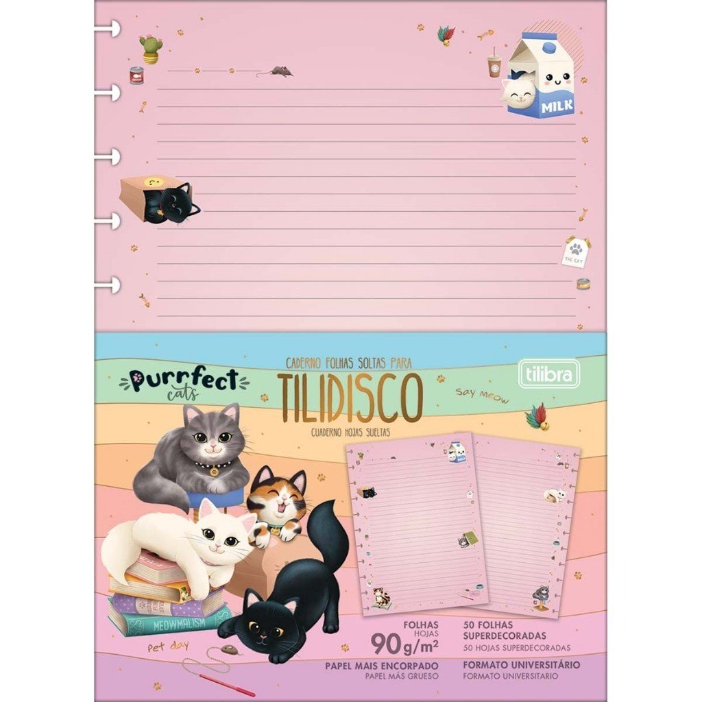 CADERNO FOLHAS SOLTAS PARA TILIDISCO PURRFECT CATS - 11 DISCOS