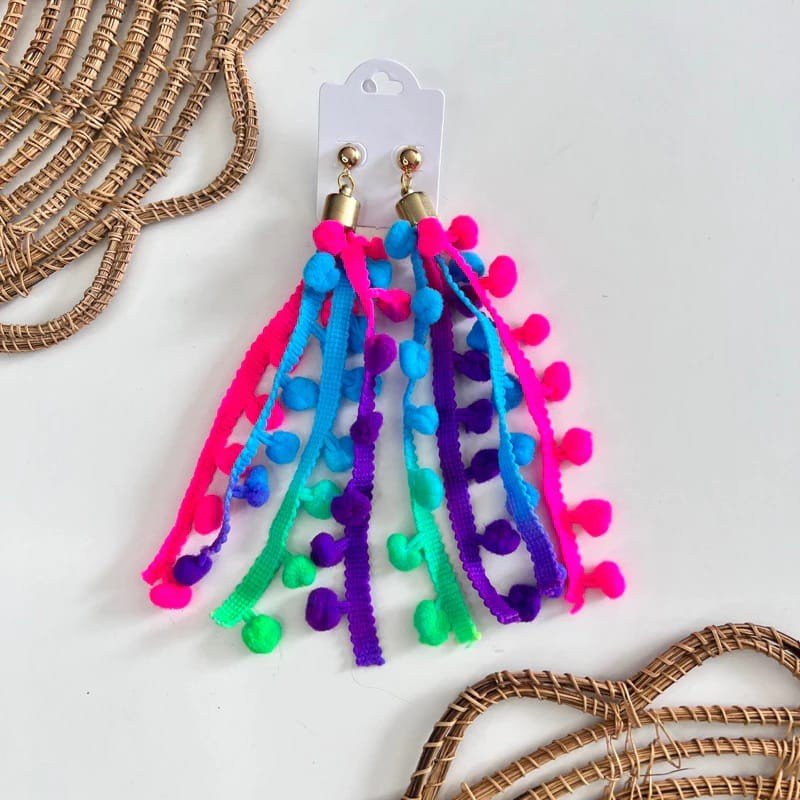BRINCO POMPOM COLORIDO