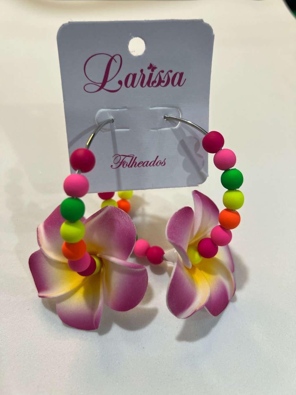 BRINCO ARGOLA FLOR ROSA