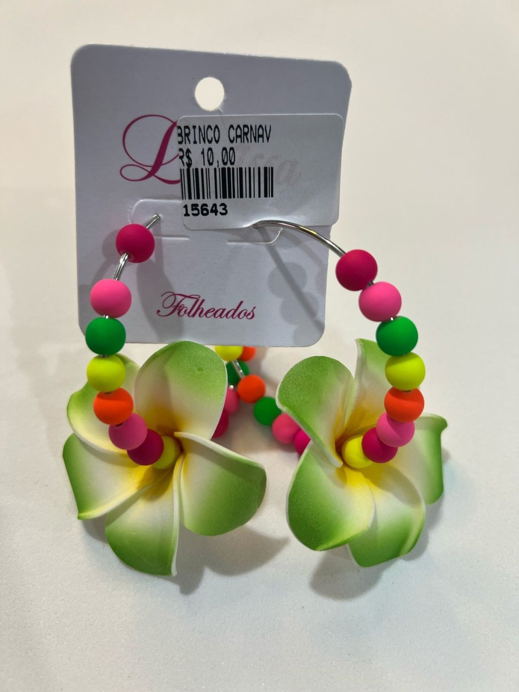BRINCO ARGOLA FLOR VERDE