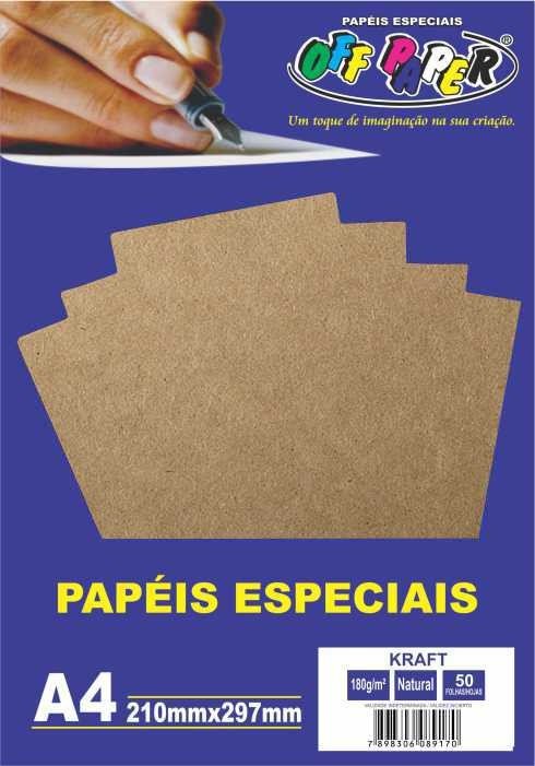 PAPEL KRAFT NATURAL 180G  C/50 FOLHAS OFFPAPER