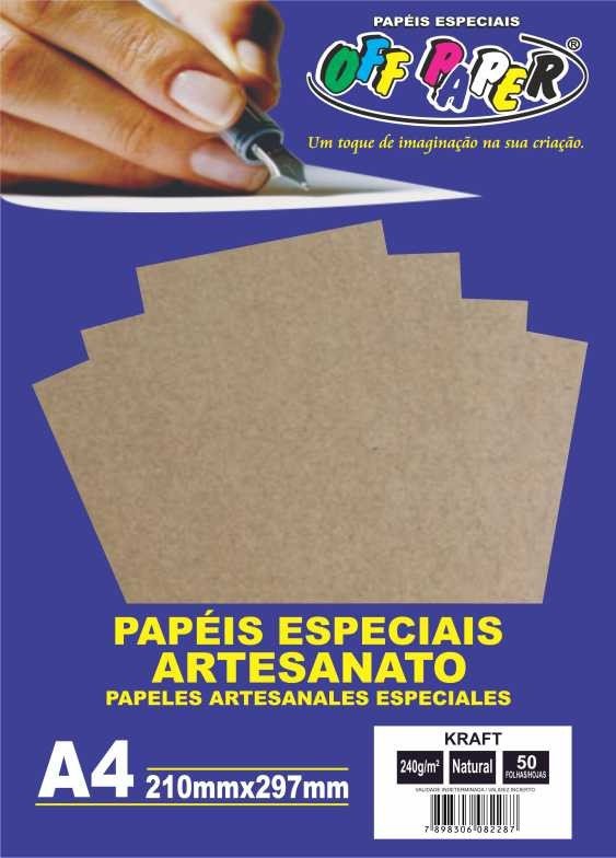 PAPEL KRAFT NATURAL 240G  C/50 FOLHAS OFFPAPER