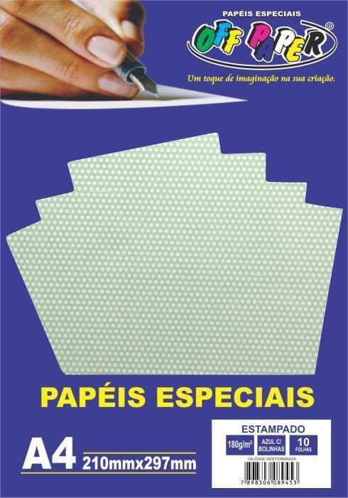 PAPEL ESTAMPADO AZUL C/ BOLINHAS 180G  C/10 FOLHAS OFFPAPER