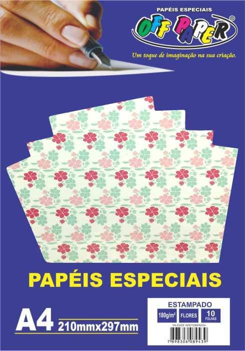 PAPEL ESTAMPADO FLORES 180G  C/10 FOLHAS OFFPAPER
