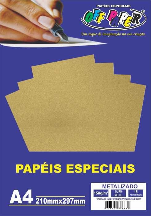 PAPEL METALIZADO OURO VELHO 150G C/15 FOLHAS OFFPAPER