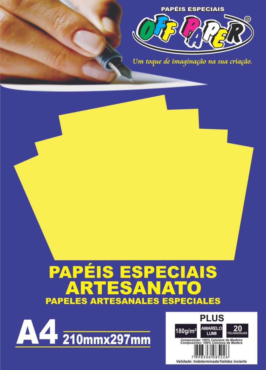 PAPEL COLOR PLUS AMARELO 180G C/20 FOLHAS OFF PAPER