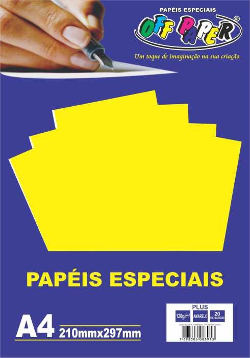 PAPEL COLOR PLUS AMARELO 120G C/20 FOLHAS OFFPAPER