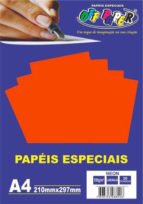 PAPEL NEON LARANJA 180G C/20 FOLHAS