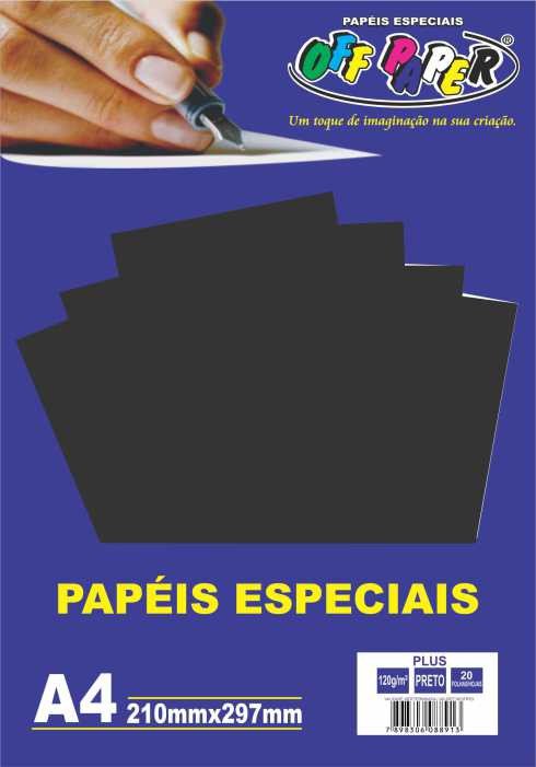 PAPEL COLOR PLUS PRETO 120G C/20 FOLHAS OFFPAPER