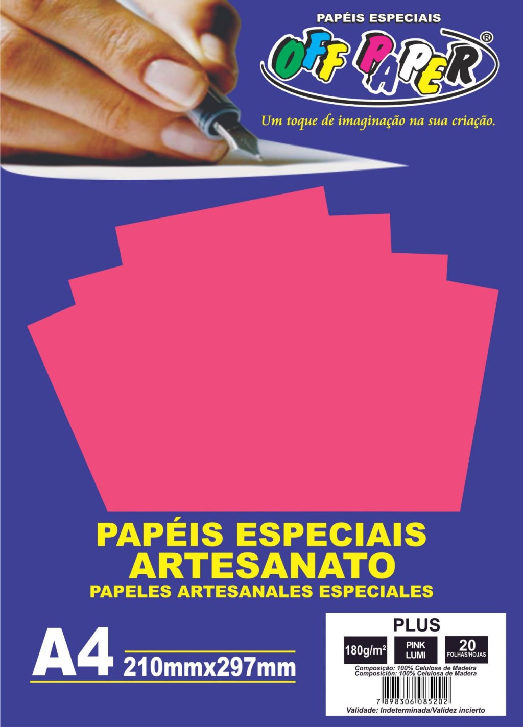 PAPEL COLOR PLUS PINK LUMI 180G C/20 FOLHAS OFFPAPER