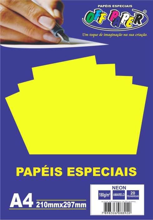 PAPEL COLOR PLUS NEON AMARELO 180G C/20 FOLHAS